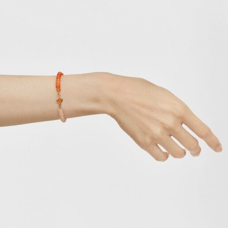 Tous Elastic With Carnelian Gemstones Alma Motif Armband Beige Orange | Österreich-QVONSG248