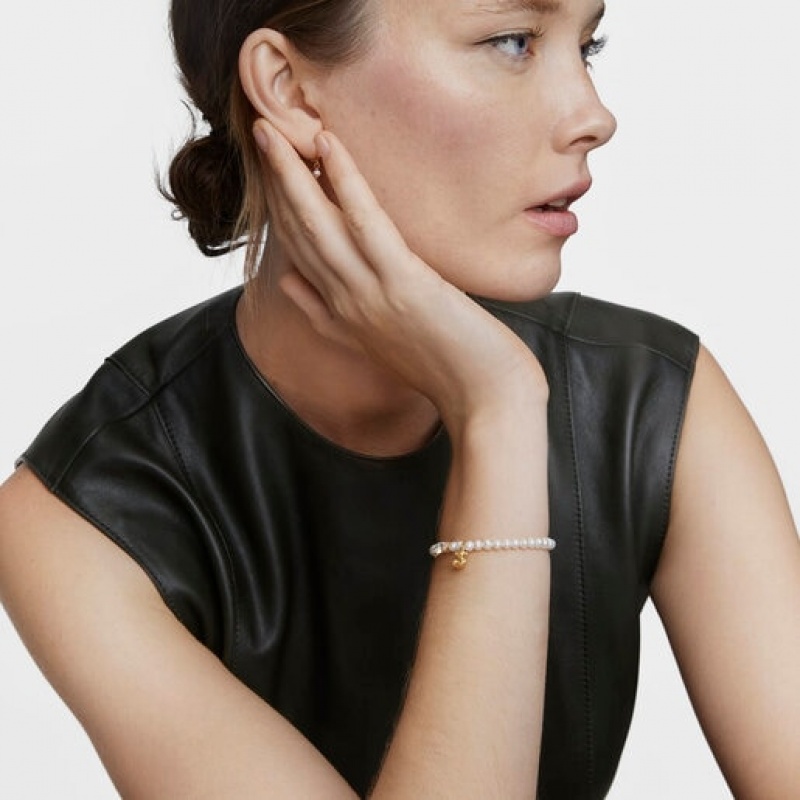 Tous Elastic With Cultured Pearl Topaz Bold Bear Armband Weiß | Österreich-PCASWY067