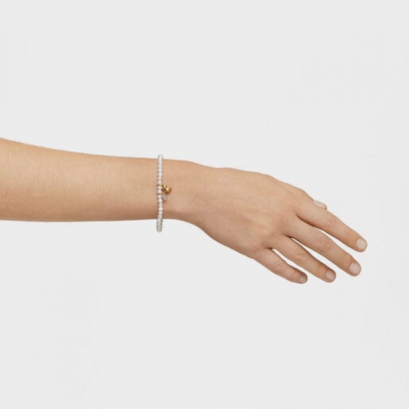 Tous Elastic With Cultured Pearl Topaz Bold Bear Armband Weiß | Österreich-PCASWY067