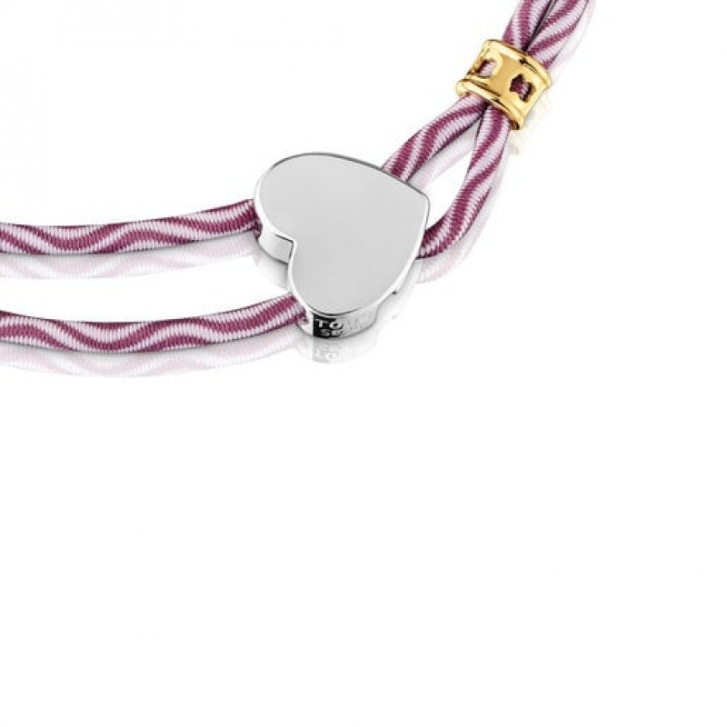 Tous Elastic With Heart Sweet Dolls Armband Bordeaux Silber | Österreich-DPZSBH327