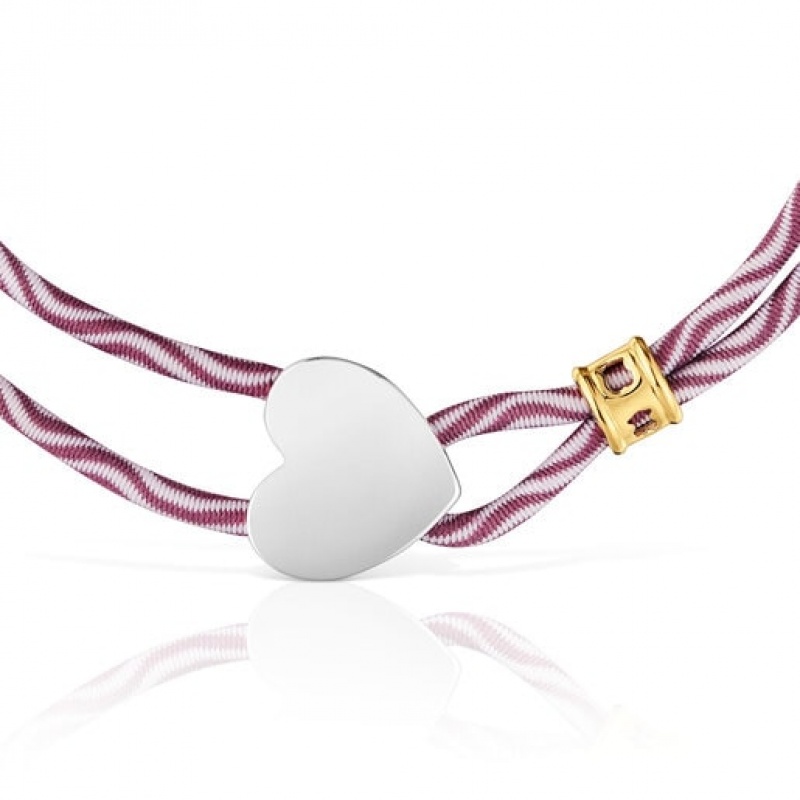 Tous Elastic With Heart Sweet Dolls Armband Bordeaux Silber | Österreich-DPZSBH327