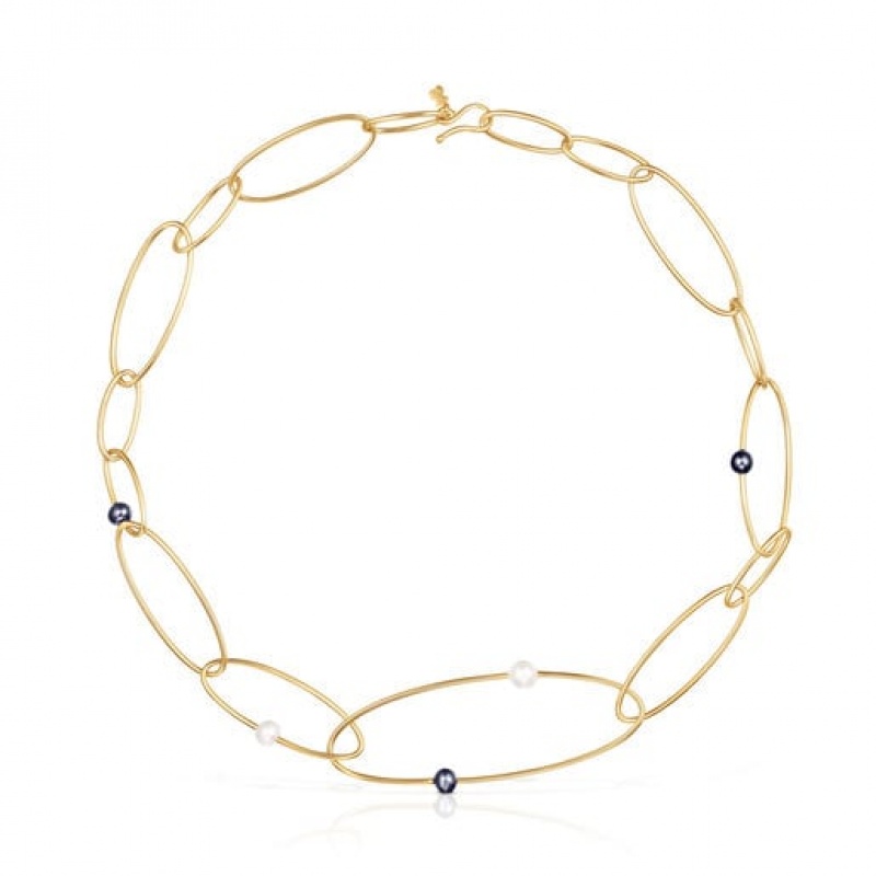 Tous Elipse With Cultured Pearls Halskette Gold | Österreich-RFAGOH893