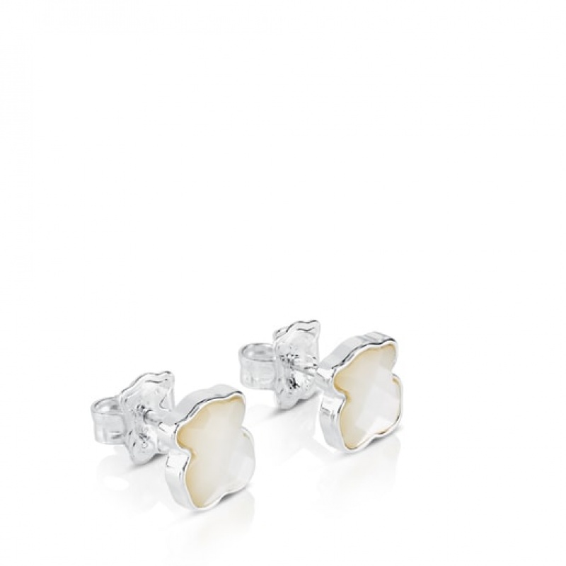 Tous Faceted Mother-of-pearl Bear Motif Color Ohrringe Silber | Österreich-ZPSYFC541