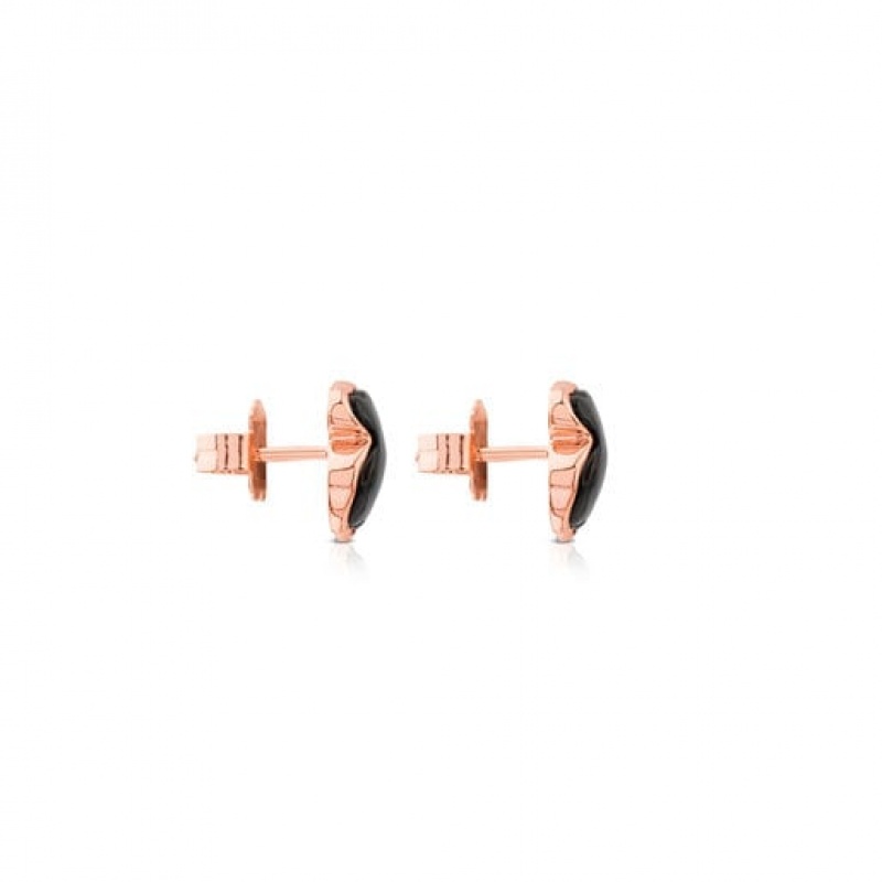 Tous Faceted Onyx Motif Ohrringe Rosa Gold | Österreich-GQEMKZ953
