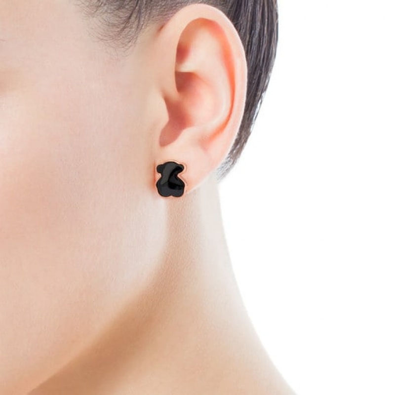 Tous Faceted Onyx Motif Ohrringe Rosa Gold | Österreich-GQEMKZ953