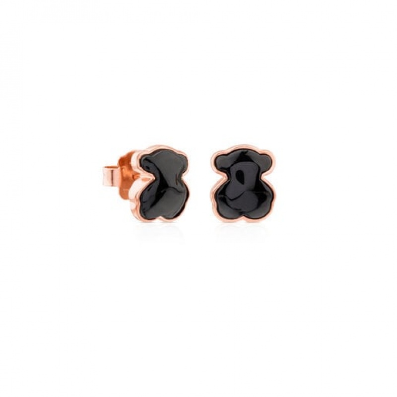 Tous Faceted Onyx Motif Ohrringe Rosa Gold | Österreich-GQEMKZ953