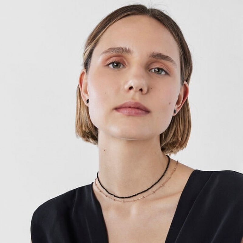 Tous Faceted Onyx Motif Ohrringe Rosa Gold | Österreich-JHIZOD041