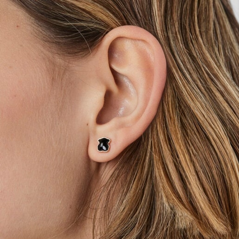 Tous Faceted Onyx Motif Ohrringe Rosa Gold | Österreich-JHIZOD041