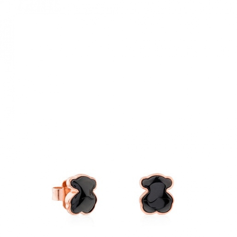 Tous Faceted Onyx Motif Ohrringe Rosa Gold | Österreich-JHIZOD041