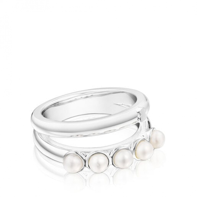 Tous Fellow Double With Pearls Ring Silber | Österreich-ARIZWF285