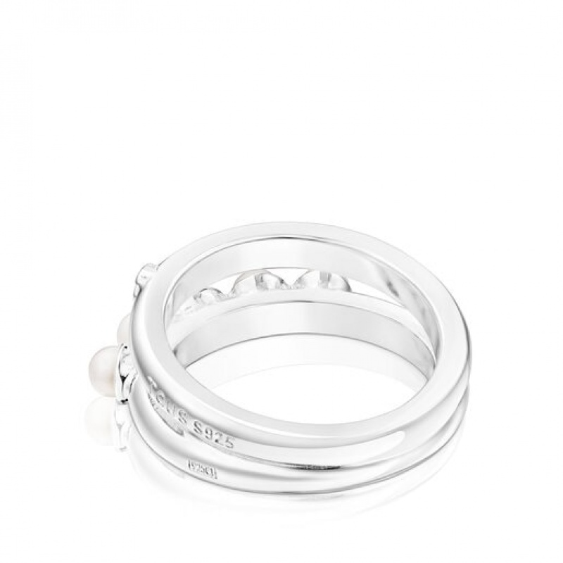 Tous Fellow Double With Pearls Ring Silber | Österreich-ARIZWF285