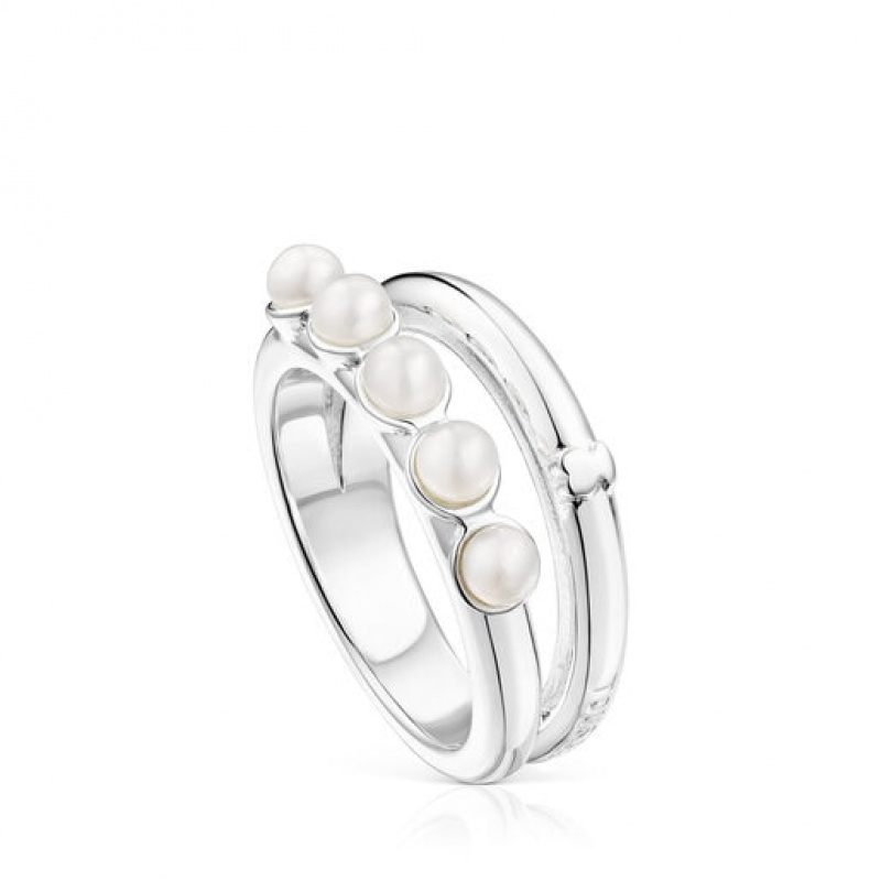 Tous Fellow Double With Pearls Ring Silber | Österreich-ARIZWF285