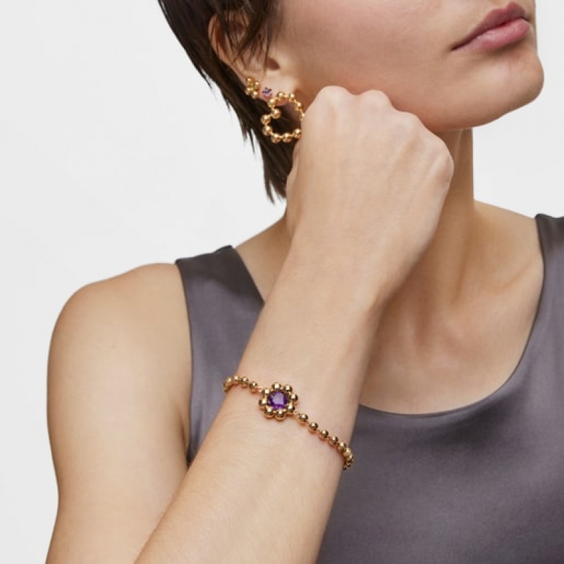 Tous Flower Chain With Amethyst Sugar Party Armband Gold | Österreich-SPICZN192