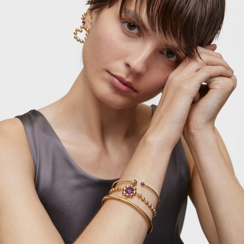 Tous Flower Chain With Amethyst Sugar Party Armband Gold | Österreich-SPICZN192