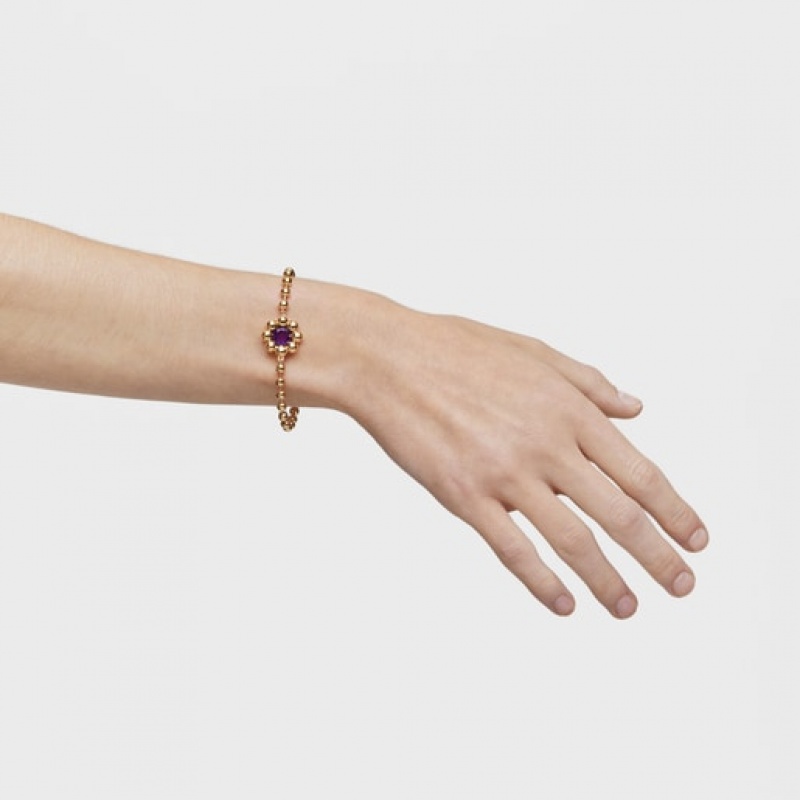 Tous Flower Chain With Amethyst Sugar Party Armband Gold | Österreich-SPICZN192