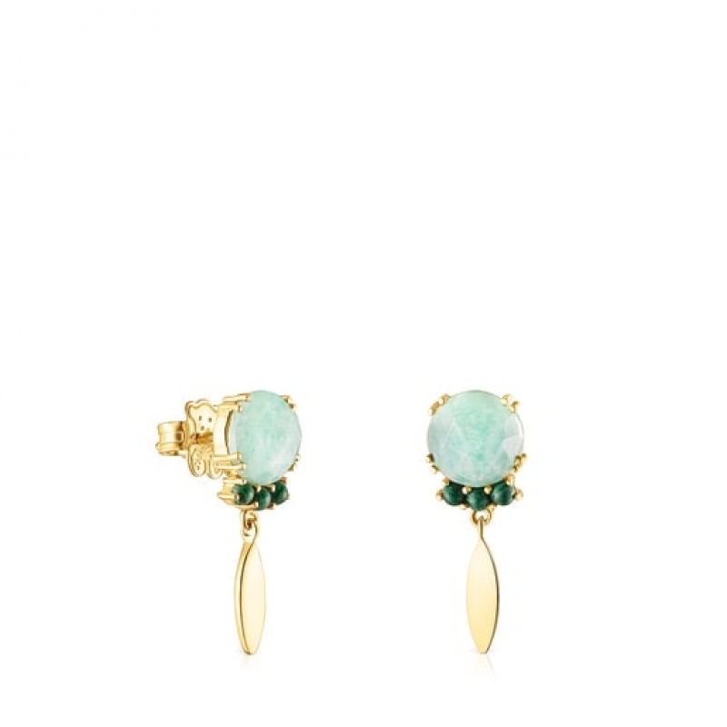 Tous Fragile Nature With Amazonite Malachite Ohrringe Gold | Österreich-KVTBIX613