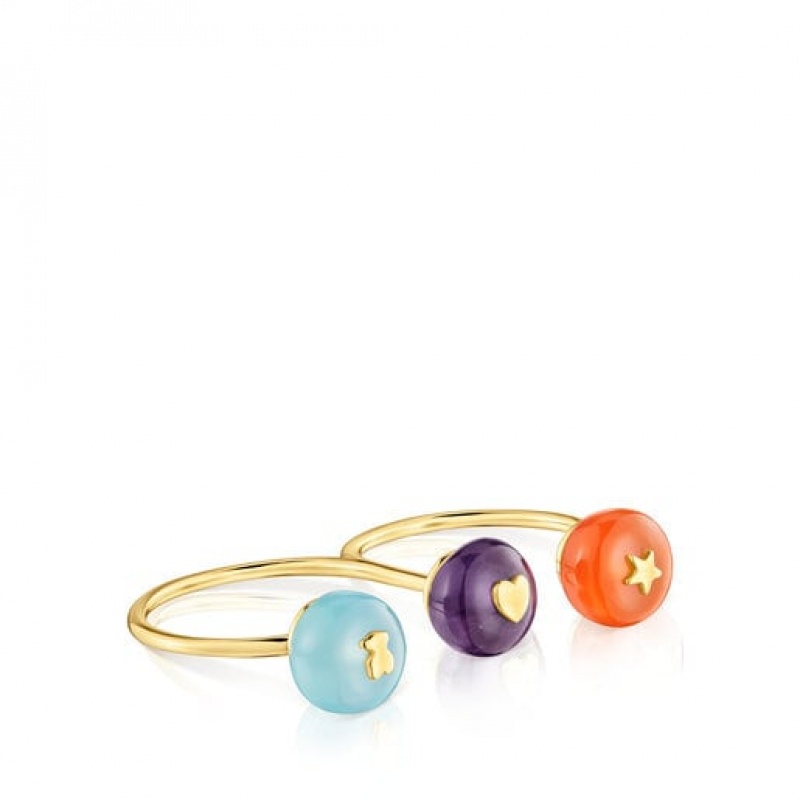 Tous Gemstones Double Open Balloon Ring Gold | Österreich-IWVLZR931