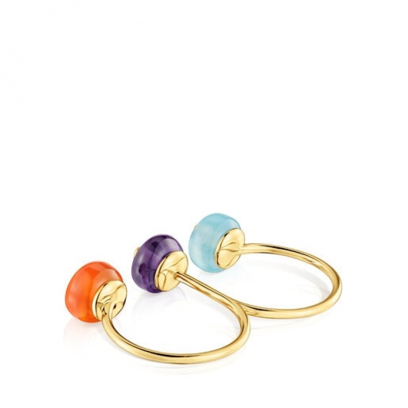 Tous Gemstones Double Open Balloon Ring Gold | Österreich-IWVLZR931