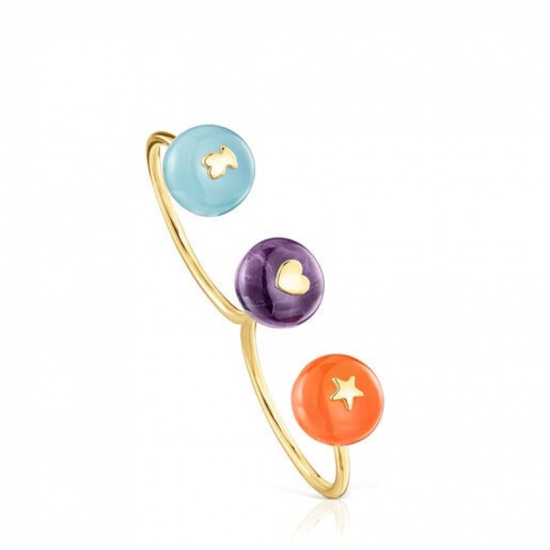 Tous Gemstones Double Open Balloon Ring Gold | Österreich-IWVLZR931