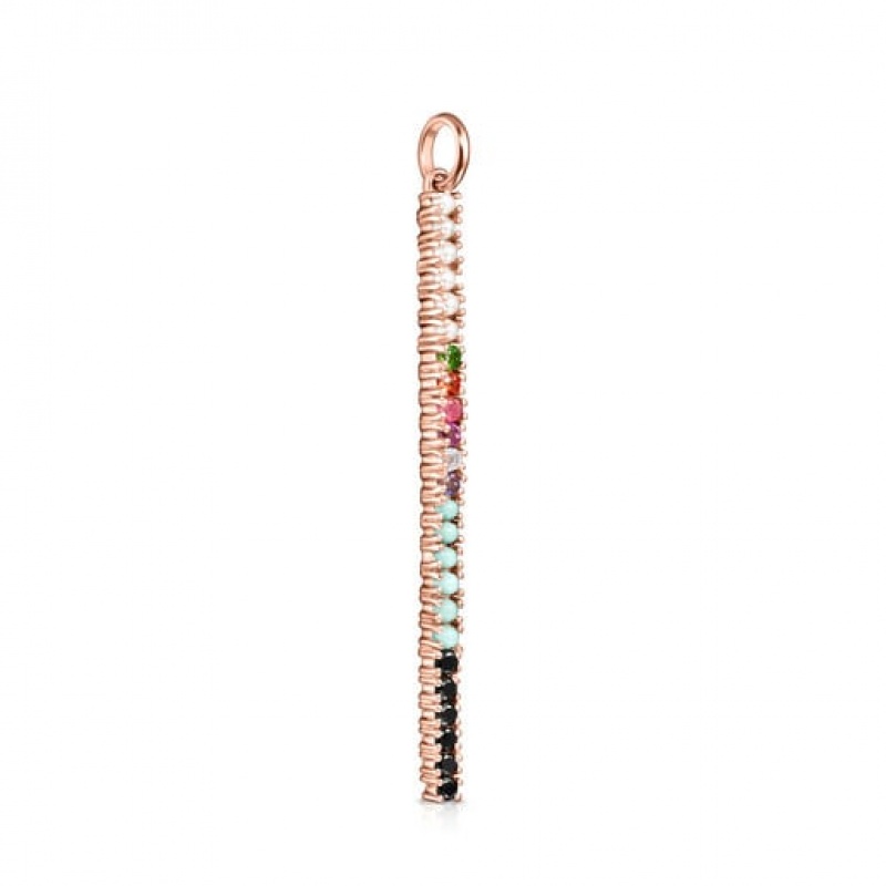Tous Gerade Bar With Gemstones Anhänger Rosa Gold | Österreich-WPREHK057