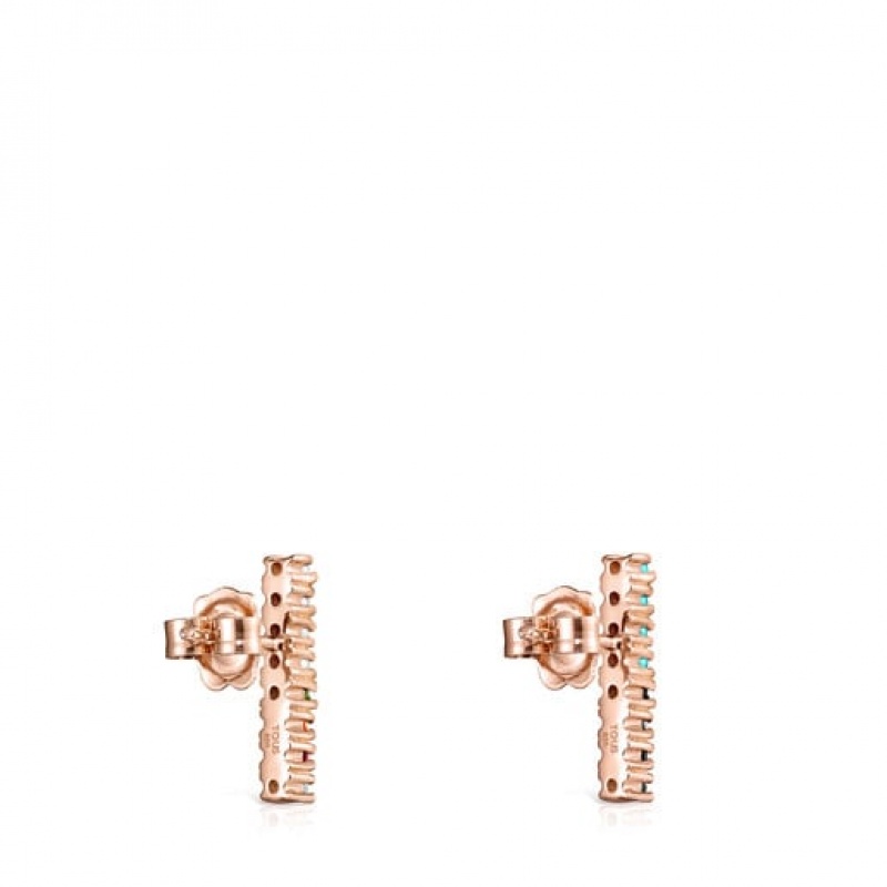 Tous Gerade Bar With Gemstones Ohrringe Rosa Gold | Österreich-INAVLJ740