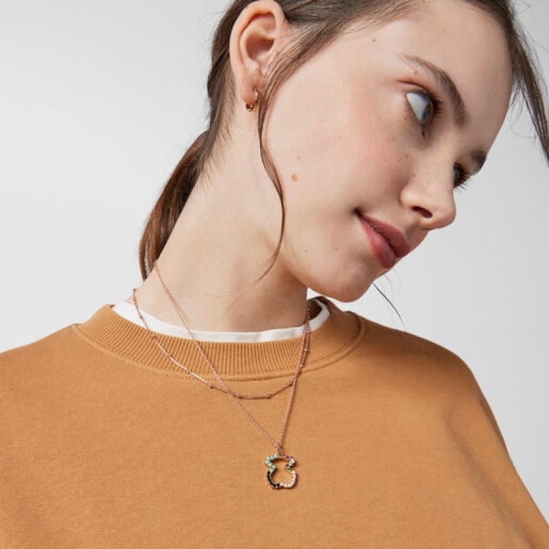 Tous Gerade Bear With Gemstones Anhänger Rosa Gold | Österreich-YKXNUT872