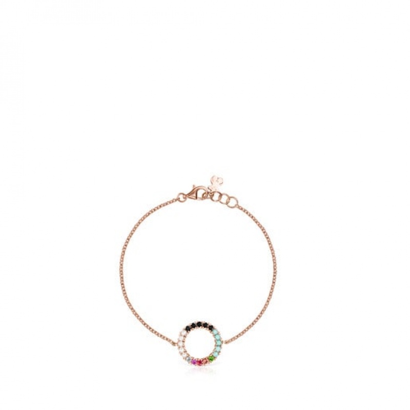 Tous Gerade Disc With Gemstones Armband Rosa Gold | Österreich-HLEXWF029