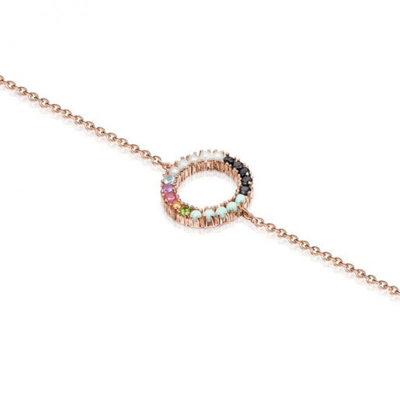Tous Gerade Disc With Gemstones Armband Rosa Gold | Österreich-HLEXWF029