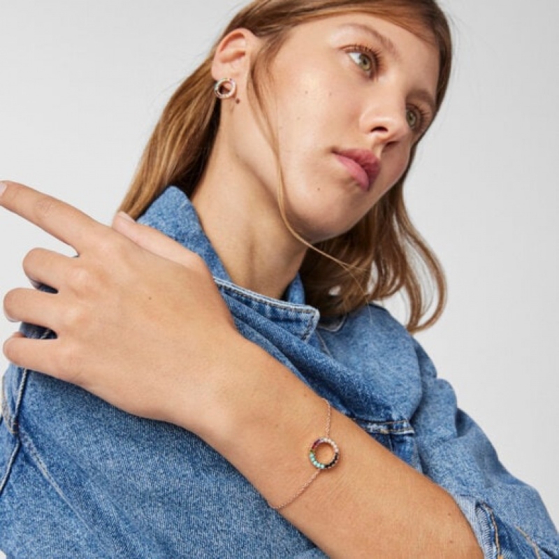 Tous Gerade Disc With Gemstones Armband Rosa Gold | Österreich-HLEXWF029
