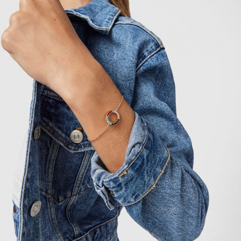 Tous Gerade Disc With Gemstones Armband Rosa Gold | Österreich-HLEXWF029
