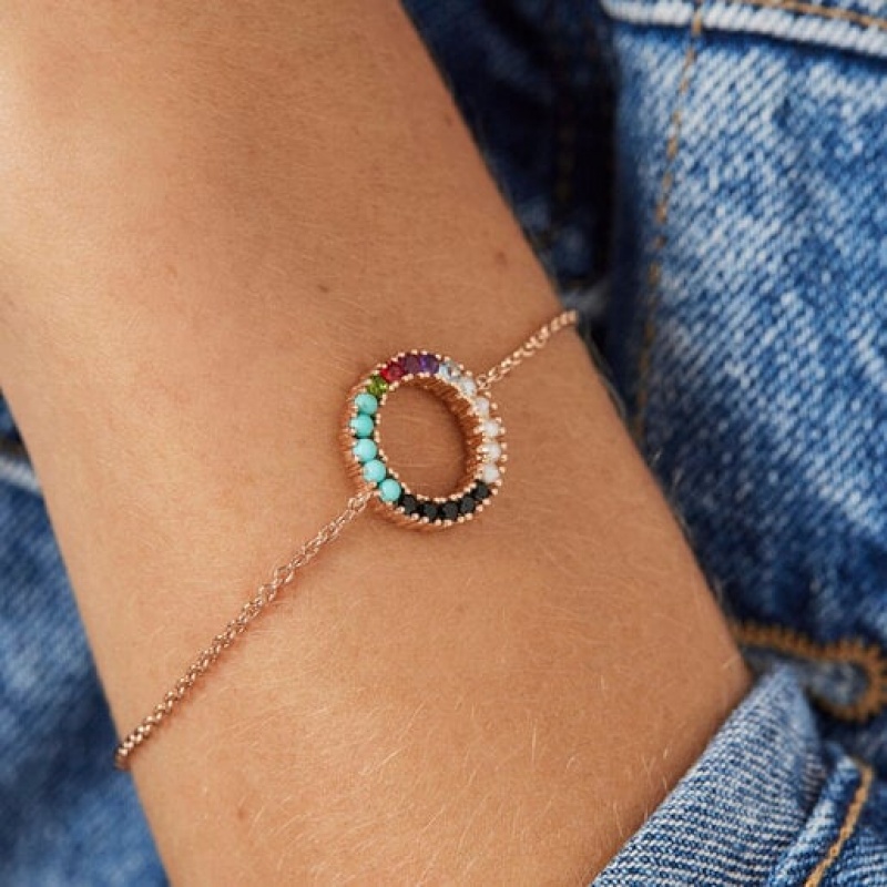 Tous Gerade Disc With Gemstones Armband Rosa Gold | Österreich-HLEXWF029