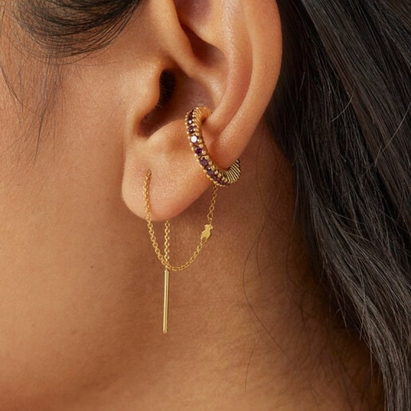Tous Gerade Earcuff With Rhodolites Ohrringe Gold | Österreich-YUWCSJ872