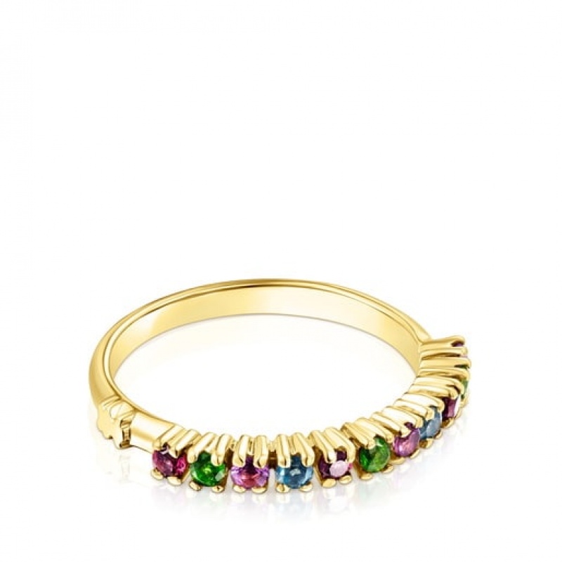 Tous Gerade Half Wedding With Gemstones Ring Gold | Österreich-MBYFPH986