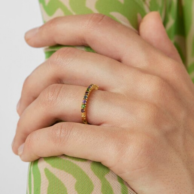 Tous Gerade Half Wedding With Gemstones Ring Gold | Österreich-MBYFPH986