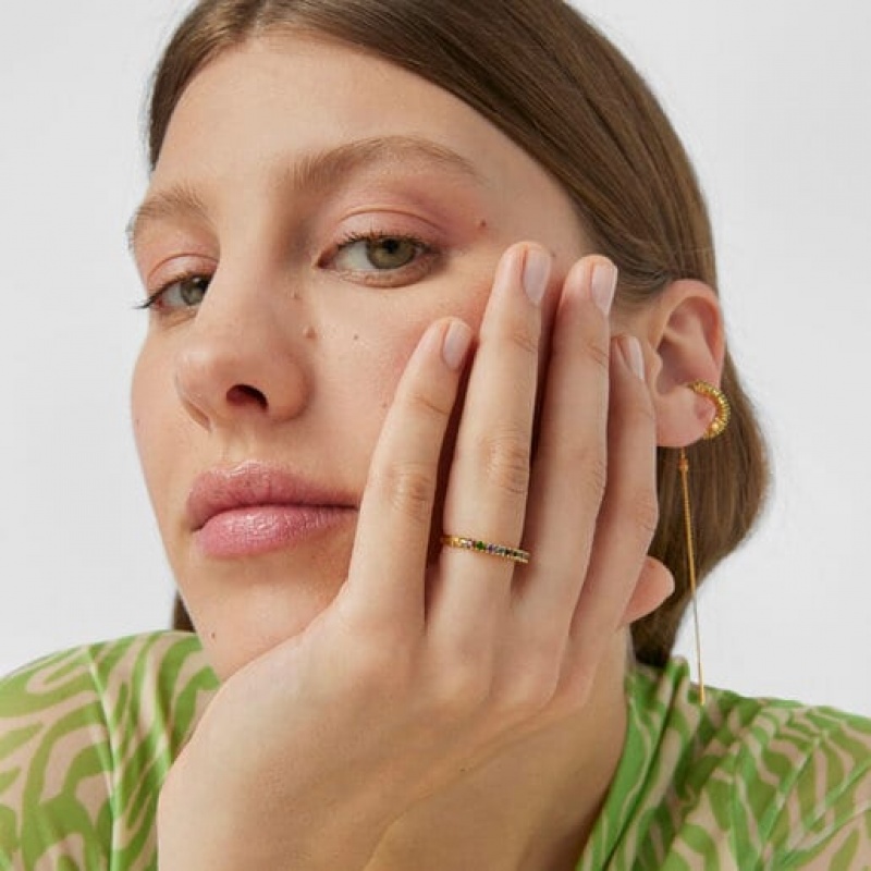 Tous Gerade Half Wedding With Gemstones Ring Gold | Österreich-MBYFPH986