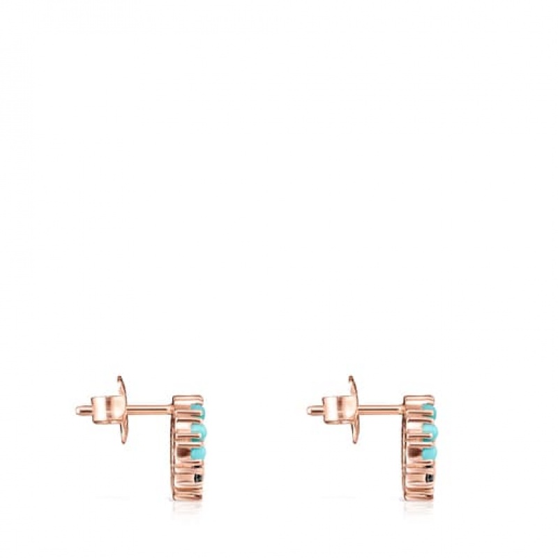 Tous Gerade Small Disc With Gemstones Ohrringe Rosa Gold | Österreich-KHLFUM153