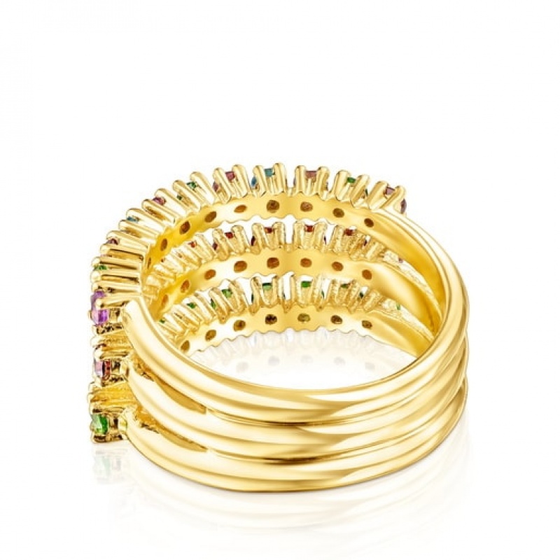 Tous Gerade Triple With Gemstones Ring Gold | Österreich-JIAGXH978