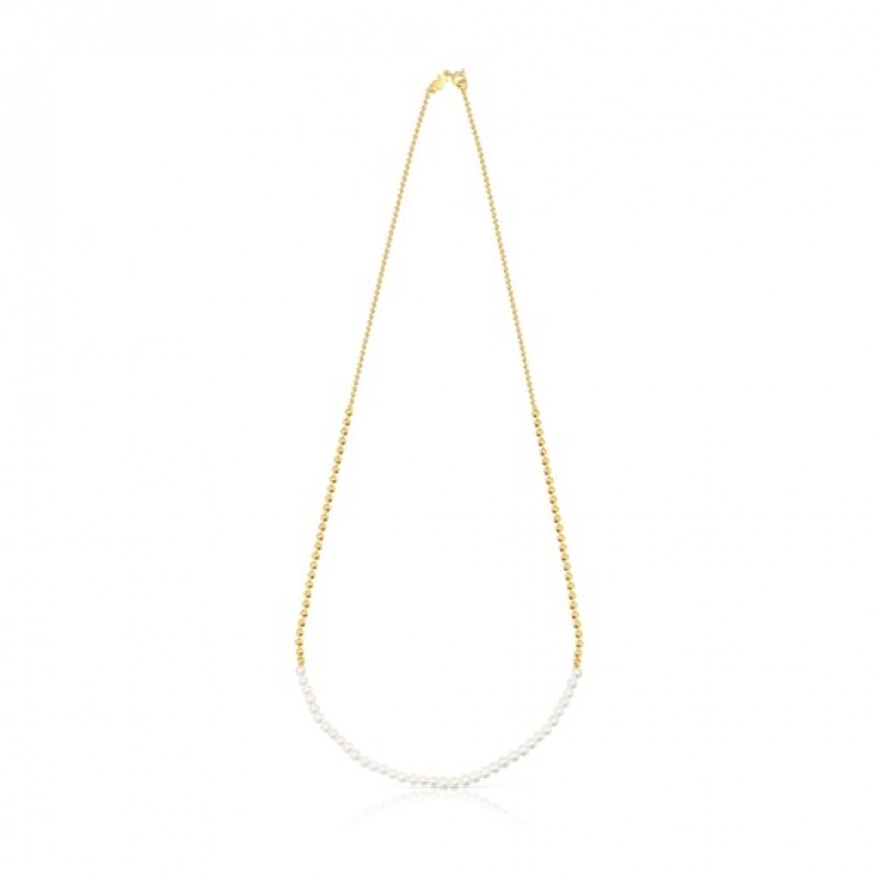 Tous Gloss Choker With Pearls Kettenriemen Gold Silber | Österreich-XVEOQT098