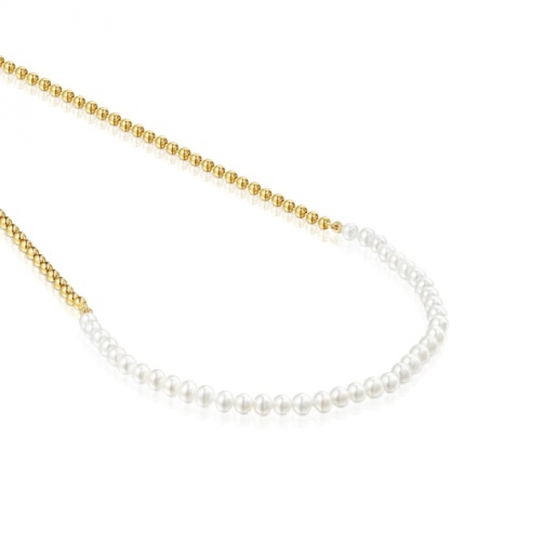 Tous Gloss Choker With Pearls Kettenriemen Gold Silber | Österreich-XVEOQT098