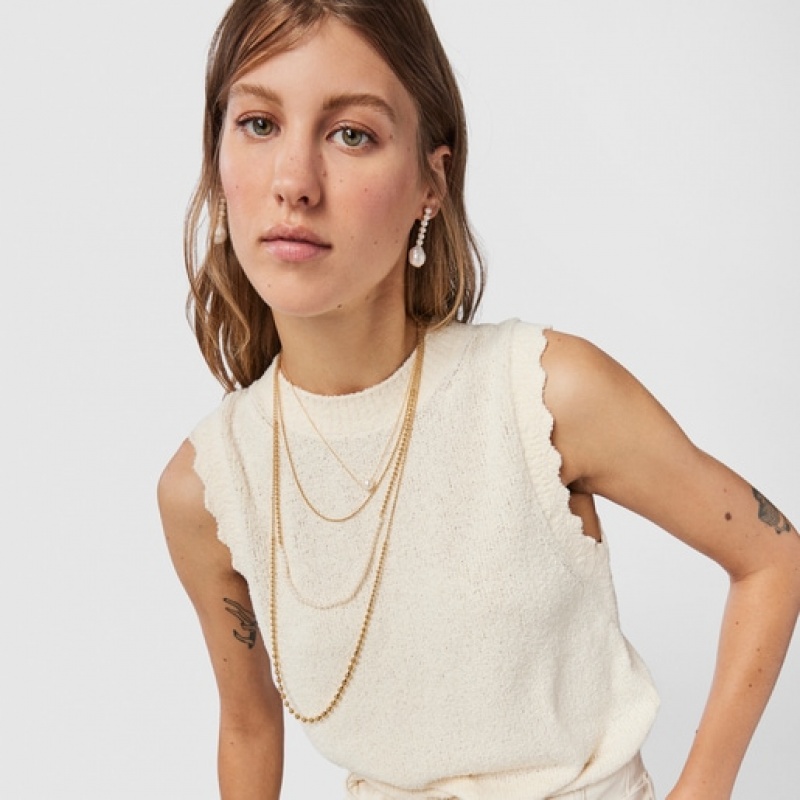 Tous Gloss Choker With Pearls Kettenriemen Gold Silber | Österreich-XVEOQT098