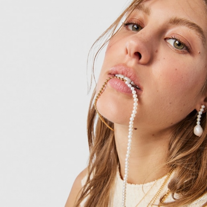 Tous Gloss Choker With Pearls Kettenriemen Gold Silber | Österreich-XVEOQT098