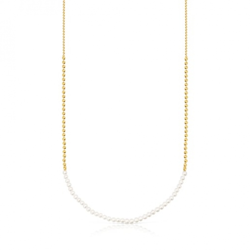 Tous Gloss Choker With Pearls Kettenriemen Gold Silber | Österreich-XVEOQT098