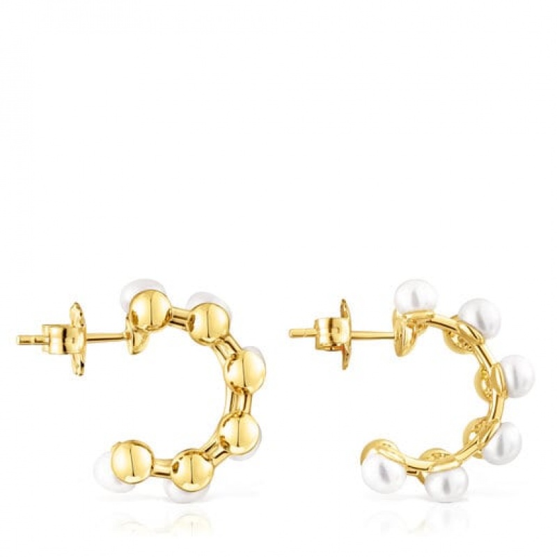 Tous Gloss Double With Cultured Pearls Ohrringe Gold | Österreich-DECWHT924