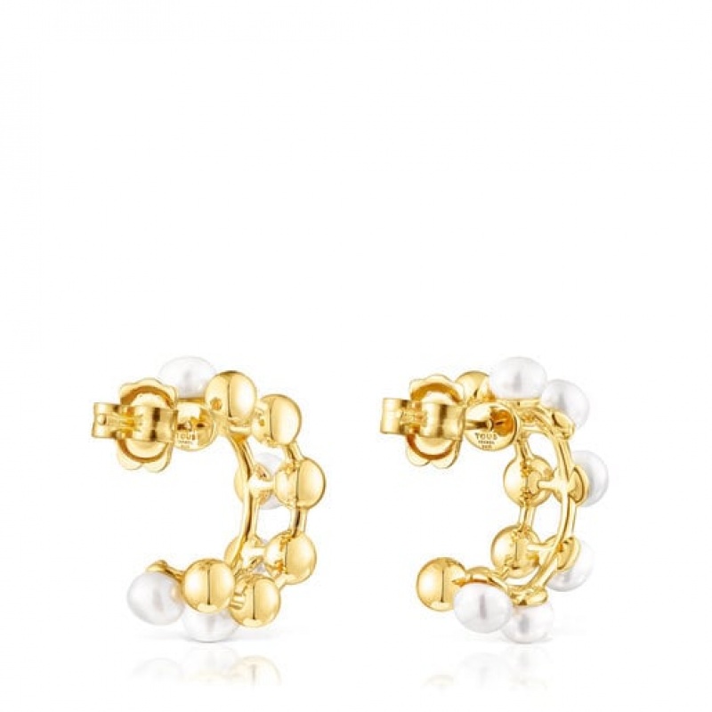 Tous Gloss Double With Cultured Pearls Ohrringe Gold | Österreich-DECWHT924