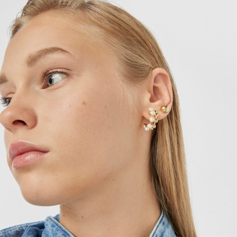 Tous Gloss Double With Cultured Pearls Ohrringe Gold | Österreich-DECWHT924