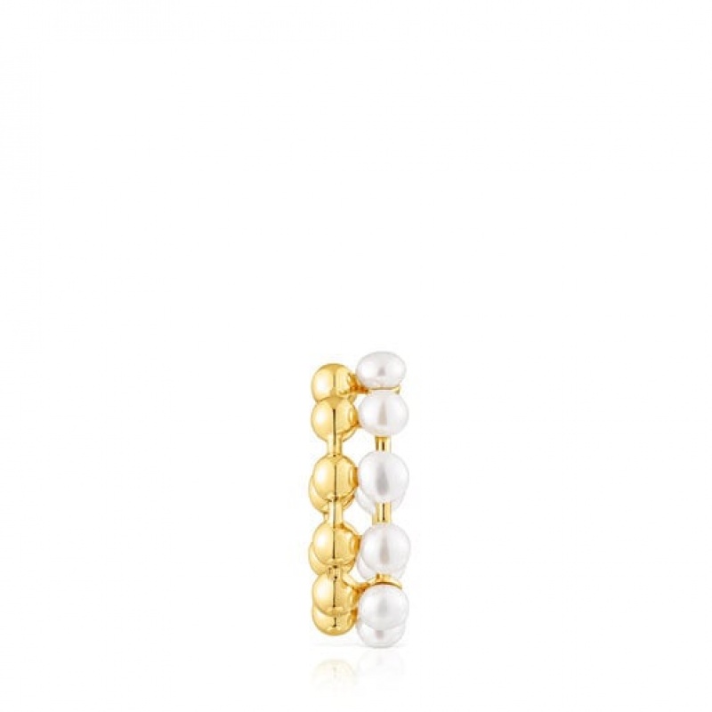 Tous Gloss Double With Cultured Pearls Ohrstulpe Gold | Österreich-BAGQMR875