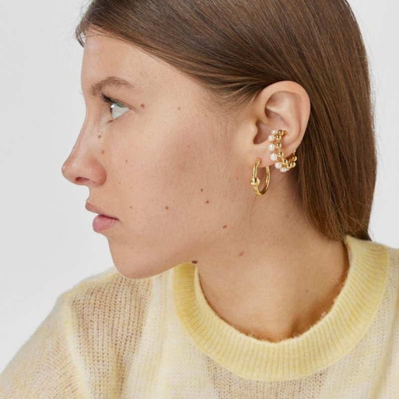 Tous Gloss Double With Cultured Pearls Ohrstulpe Gold | Österreich-BAGQMR875
