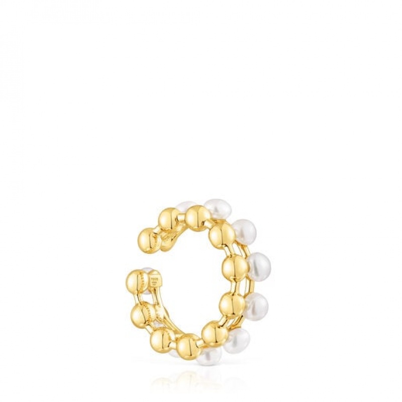Tous Gloss Double With Cultured Pearls Ohrstulpe Gold | Österreich-BAGQMR875
