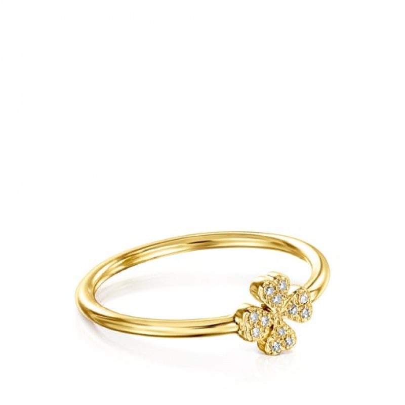 Tous Good Vibes With Diamonds Cl Motif Ring Gold | Österreich-HIQUKZ793