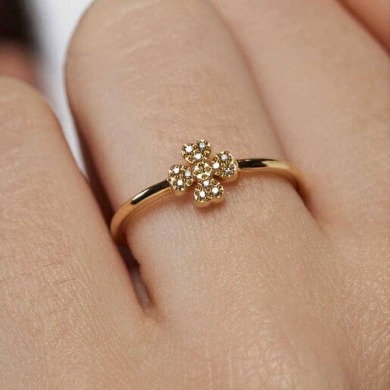 Tous Good Vibes With Diamonds Cl Motif Ring Gold | Österreich-HIQUKZ793